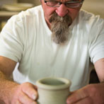 Nic Collins and Sabine Nemet in their pottery 2016